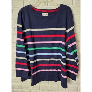Joules Navy Blue Multi Stripe Long Sleeve Harbour Pullover sweater US 22 UK 26